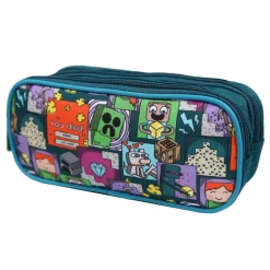 Trousse scolaire 2 compartiments Minecraft Jeu Vidéo Verte Bagtrotter