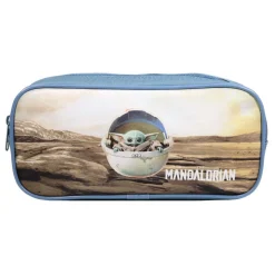 Trousse scolaire rectangulaire Baby Yoda Star Wars / The Mandalorian Beige et Bleue Bagtrotter