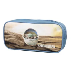 Trousse scolaire rectangulaire Baby Yoda Star Wars / The Mandalorian Beige et Bleue Bagtrotter