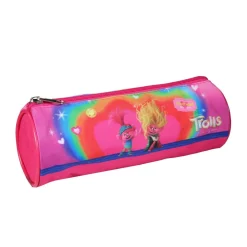 Trousse scolaire ronde Les Trolls Rose