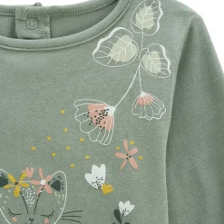 T-shirt bébé manches longues kaki Lily