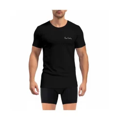 T-shirt homme en col rond avec broderie signature sur la poitrine