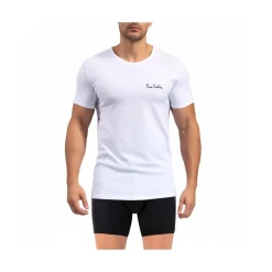 T-shirt homme en col rond avec broderie signature sur la poitrine