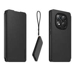 Étui folio+Dragonne pour Redmi Note 14 Pro 5G - Noir