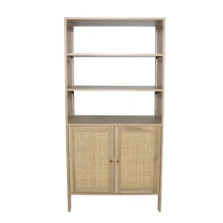 Vaisselier Cange avec 3 étagères et 2 portes en cannage