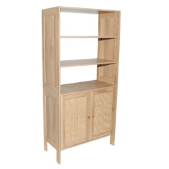 Vaisselier Cange avec 3 étagères et 2 portes en cannage