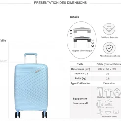 Valise cabine rigide TSA 56cm