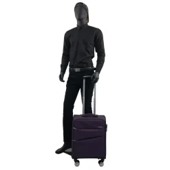 Valise cabine souple violette Perfeckto 55x35x20cm