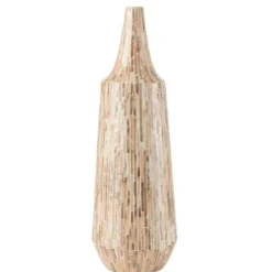 Vase Bouteille Motif Mosaïque Nuye 71cm Beige