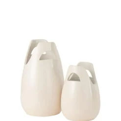 Vase Déco avec Anses Pure Nature 40cm Blanc