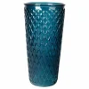 Vase Déco en Verre Relief Losange 23cm Bleu Indigo
