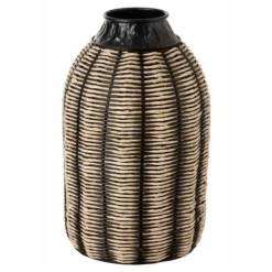 Vase Design en Rotin Corono 55cm Noir & Naturel