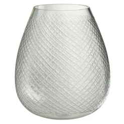 Vase Design en Verre Carreaux 31cm Transparent