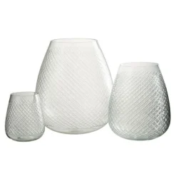 Vase Design en Verre Carreaux 31cm Transparent