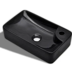 Vasque a trou pour robinet ceramique Noir pour salle de bain