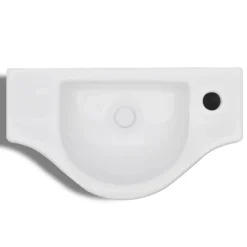 Vasque a trou pour robinet ceramique Blanc pour salle de bain