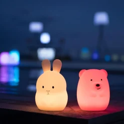 Veilleuse bébé ours sans fil touch LED TEDDY Blanc Silicone H19CM