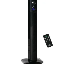 Ventilateur colonne tour oscillant 45 W silencieux télécommande timer aromathérapie 3 modes 3 vitesses noir
