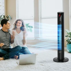 Ventilateur colonne tour oscillant 45 W silencieux télécommande incluse timer 4 modes 3 vitesses noir