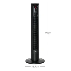 Ventilateur colonne tour oscillant 45 W silencieux télécommande incluse timer 4 modes 3 vitesses noir