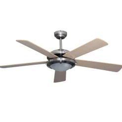 Ventilateur Plafonnier Eclairage 5 pales 60 W 3 vitesses Ø 130 cm Télécommande NIKLAS
