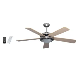 Ventilateur Plafonnier Eclairage 5 pales 60 W 3 vitesses Ø 130 cm Télécommande NIKLAS