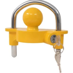 Verrou de remorque et 2 cles Acier et alliage d'aluminium Jaune
