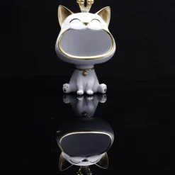 Vide-Poche Statue Chat 25cm Blanc