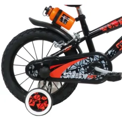 Vélo 14'' Garçon Street Art pour enfant de 95/110 cm avec stabilisateurs à molettes - Plaque décorative avant - Porte bidon - 2 freins