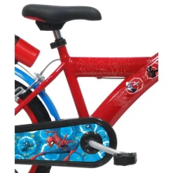 Vélo 16'' Garçon Licence Spiderman + Casque pour enfant de 105/120 cm avec stabilisateurs à molettes - Plaque décorative avant - Porte bidon - 2 freins