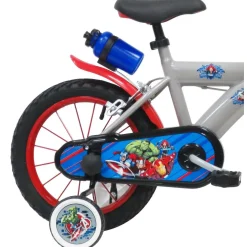 Vélo 14'' Garçon Licence Avengers pour enfant de 95/110 cm avec stabilisateurs à molettes - Plaque décorative avant - Porte bidon - 2 freins et pneus gonflables