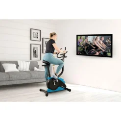 Vélo d'appartement CAMPO Roue d'inertie 3kg - 8 niveaux de résistance, Capteurs Pouls, Ecran d'entraînement, Réglable