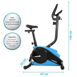 Vélo d'appartement CAMPO Roue d'inertie 3kg - 8 niveaux de résistance, Capteurs Pouls, Ecran d'entraînement, Réglable