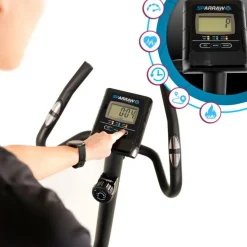 Vélo d'appartement CAMPO Roue d'inertie 3kg - 8 niveaux de résistance, Capteurs Pouls, Ecran d'entraînement, Réglable