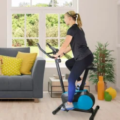 Vélo d'appartement TEMPO Roue d'inertie 3kg - 8 niveaux de résistance, Capteurs Pouls, Ecran d'entraînement, Réglable