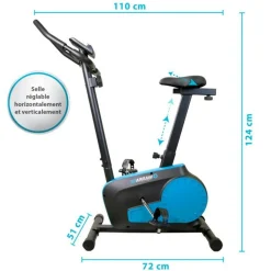 Vélo d'appartement TEMPO Roue d'inertie 3kg - 8 niveaux de résistance, Capteurs Pouls, Ecran d'entraînement, Réglable