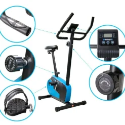 Vélo d'appartement TEMPO Roue d'inertie 3kg - 8 niveaux de résistance, Capteurs Pouls, Ecran d'entraînement, Réglable