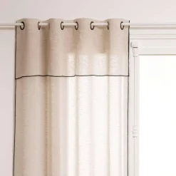 Voilage à volant avec surpiqûre noire - 140 x 240 cm - Beige