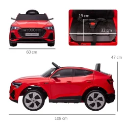 Voiture véhicule électrique enfant e-tron Sportback S line 12 V - V. max. 8 Km/h - effets sonores, lumineux - télécommande, port USB, MP3 - rouge